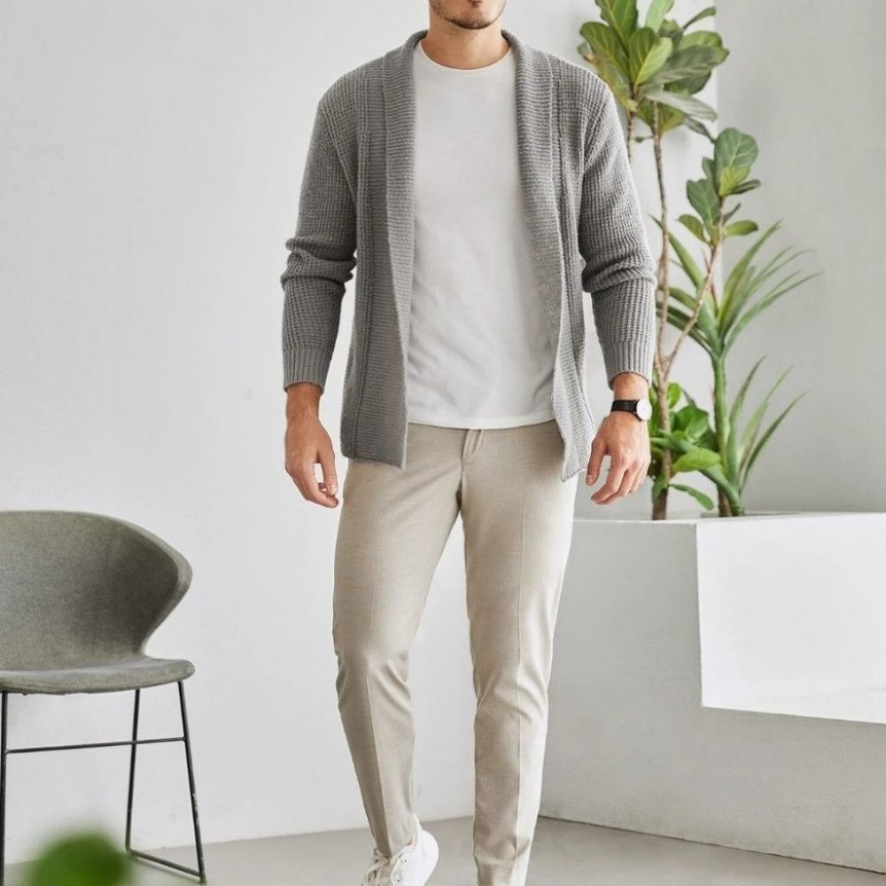 Grey Mens Cardigan - Picture 3 of 4